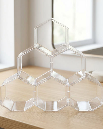 Manod Clear Acrylic Honeycomb Cosmetic Organizer 6 Cubbies - Lifestyle view